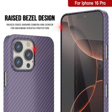 Load image into Gallery viewer, Punkcase iPhone 16 Pro Carbon Fiber Case [AramidShield Series] Ultra Slim &amp; Light Kevlar [Lilac]
