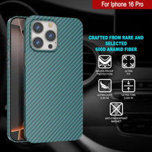 Load image into Gallery viewer, Punkcase iPhone 16 Pro Carbon Fiber Case [AramidShield Series] Ultra Slim &amp; Light Kevlar [Teal]
