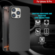 Load image into Gallery viewer, Punkcase iPhone 16 Pro Carbon Fiber Case [AramidShield Series] Ultra Slim &amp; Light Kevlar [Black]
