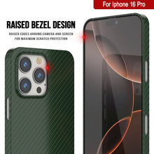 Load image into Gallery viewer, Punkcase iPhone 16 Pro Carbon Fiber Case [AramidShield Series] Ultra Slim &amp; Light Kevlar [Green]
