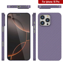 Load image into Gallery viewer, Punkcase iPhone 16 Pro Carbon Fiber Case [AramidShield Series] Ultra Slim &amp; Light Kevlar [Lilac]
