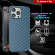 Load image into Gallery viewer, Punkcase iPhone 16 Pro Carbon Fiber Case [AramidShield Series] Ultra Slim &amp; Light Kevlar [Blue]
