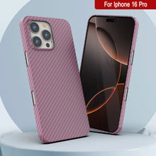 Load image into Gallery viewer, Punkcase iPhone 16 Pro Carbon Fiber Case [AramidShield Series] Ultra Slim &amp; Light Kevlar [Pink]
