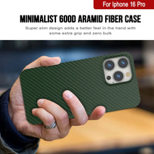 Load image into Gallery viewer, Punkcase iPhone 16 Pro Carbon Fiber Case [AramidShield Series] Ultra Slim &amp; Light Kevlar [Green]
