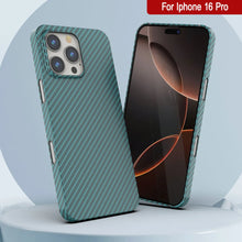 Load image into Gallery viewer, Punkcase iPhone 16 Pro Carbon Fiber Case [AramidShield Series] Ultra Slim &amp; Light Kevlar [Teal]
