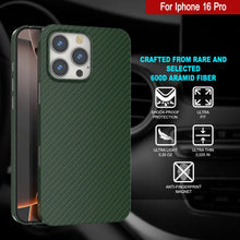 Load image into Gallery viewer, Punkcase iPhone 16 Pro Carbon Fiber Case [AramidShield Series] Ultra Slim &amp; Light Kevlar [Green]
