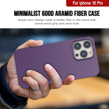 Load image into Gallery viewer, Punkcase iPhone 16 Pro Carbon Fiber Case [AramidShield Series] Ultra Slim &amp; Light Kevlar [Purple]
