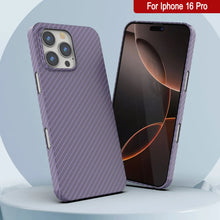 Load image into Gallery viewer, Punkcase iPhone 16 Pro Carbon Fiber Case [AramidShield Series] Ultra Slim &amp; Light Kevlar [Lilac]
