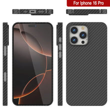 Load image into Gallery viewer, Punkcase iPhone 16 Pro Carbon Fiber Case [AramidShield Series] Ultra Slim &amp; Light Kevlar [Black]
