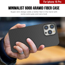 Load image into Gallery viewer, Punkcase iPhone 16 Pro Carbon Fiber Case [AramidShield Series] Ultra Slim &amp; Light Kevlar [Black]
