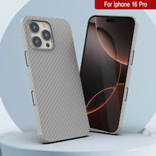 Load image into Gallery viewer, Punkcase iPhone 16 Pro Carbon Fiber Case [AramidShield Series] Ultra Slim &amp; Light Kevlar [White]
