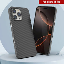 Load image into Gallery viewer, Punkcase iPhone 16 Pro Carbon Fiber Case [AramidShield Series] Ultra Slim &amp; Light Kevlar [Black]
