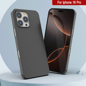 Punkcase iPhone 16 Pro Carbon Fiber Case [AramidShield Series] Ultra Slim & Light Kevlar [Black]