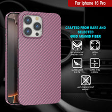 Load image into Gallery viewer, Punkcase iPhone 16 Pro Carbon Fiber Case [AramidShield Series] Ultra Slim &amp; Light Kevlar [Pink]
