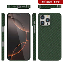 Load image into Gallery viewer, Punkcase iPhone 16 Pro Carbon Fiber Case [AramidShield Series] Ultra Slim &amp; Light Kevlar [Green]
