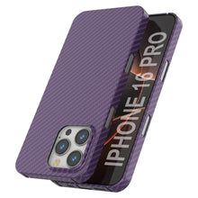 Load image into Gallery viewer, Punkcase iPhone 16 Pro Carbon Fiber Case [AramidShield Series] Ultra Slim &amp; Light Kevlar [Purple]
