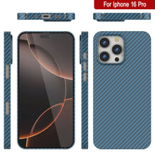 Load image into Gallery viewer, Punkcase iPhone 16 Pro Carbon Fiber Case [AramidShield Series] Ultra Slim &amp; Light Kevlar [Blue]
