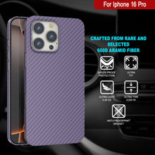 Load image into Gallery viewer, Punkcase iPhone 16 Pro Carbon Fiber Case [AramidShield Series] Ultra Slim &amp; Light Kevlar [Lilac]
