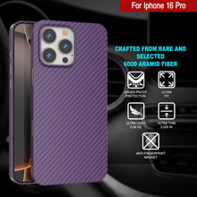 Load image into Gallery viewer, Punkcase iPhone 16 Pro Carbon Fiber Case [AramidShield Series] Ultra Slim &amp; Light Kevlar [Purple]
