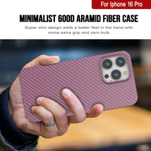 Load image into Gallery viewer, Punkcase iPhone 16 Pro Carbon Fiber Case [AramidShield Series] Ultra Slim &amp; Light Kevlar [Pink]
