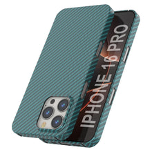 Load image into Gallery viewer, Punkcase iPhone 16 Pro Carbon Fiber Case [AramidShield Series] Ultra Slim &amp; Light Kevlar [Teal]
