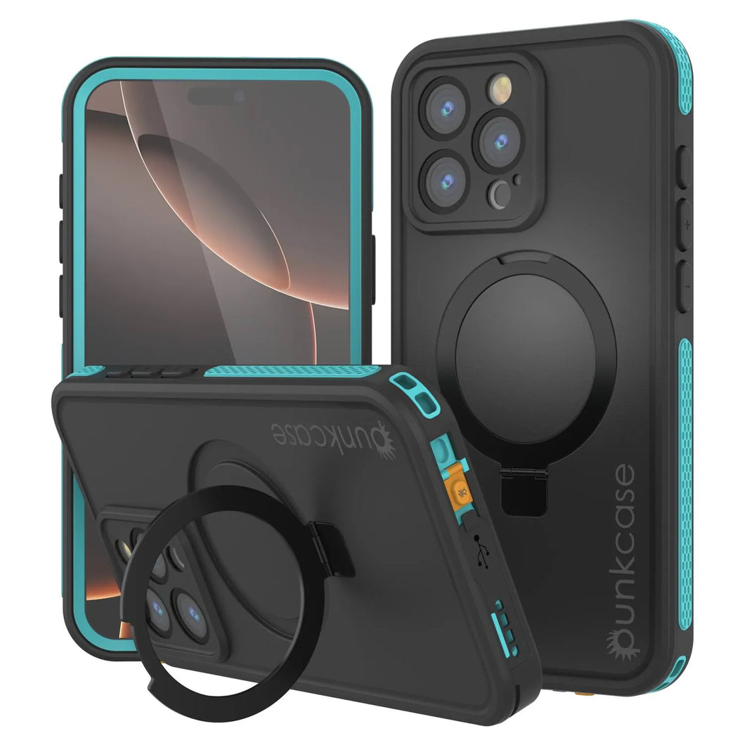 iPhone 16 Pro Max Waterproof Case [Kickstud 2.0 Series] Protective IP68 Cover W/Screen Protector & Kickstand [Teal]