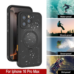 iPhone 16 Pro Max Waterproof Case [Kickstud 2.0 Series] Protective IP68 Cover W/Screen Protector & Kickstand [Black]