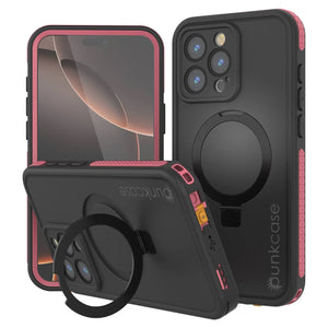 iPhone 16 pro Waterproof Case [Kickstud 2.0 Series] Protective IP68 Cover W/Screen Protector & Kickstand [Pink]