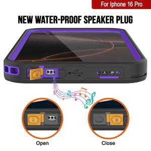 iPhone 16 pro Waterproof Case [Kickstud 2.0 Series] Protective IP68 Cover W/Screen Protector & Kickstand [Purple]