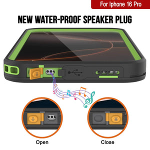 iPhone 16 pro Waterproof Case [Kickstud 2.0 Series] Protective IP68 Cover W/Screen Protector & Kickstand [Green]