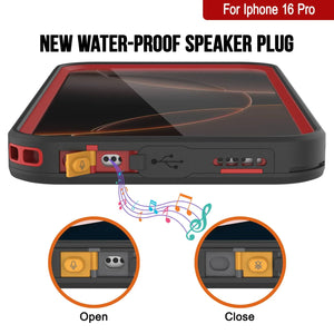 iPhone 16 pro Waterproof Case [Kickstud 2.0 Series] Protective IP68 Cover W/Screen Protector & Kickstand [Red]