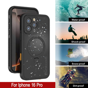 iPhone 16 pro Waterproof Case [Kickstud 2.0 Series] Protective IP68 Cover W/Screen Protector & Kickstand [Black]