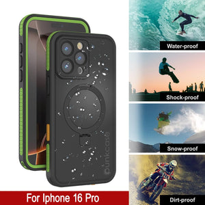 iPhone 16 pro Waterproof Case [Kickstud 2.0 Series] Protective IP68 Cover W/Screen Protector & Kickstand [Green]