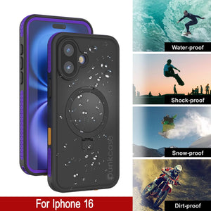 iPhone 16 Waterproof Case [Kickstud 2.0 Series] Protective IP68 Cover W/Screen Protector & Kickstand [Purple]