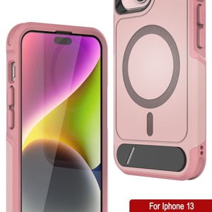 PunkCase iPhone 13 Case, [Spartan X Series] Rugged Heavy Duty Cover W/Kickstand+MagRing [pink]