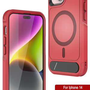 PunkCase iPhone 14 Case, [Spartan X Series] Rugged Heavy Duty Cover W/Kickstand+MagRing [red]