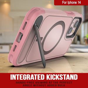 PunkCase iPhone 14 Case, [Spartan X Series] Rugged Heavy Duty Cover W/Kickstand+MagRing [pink]