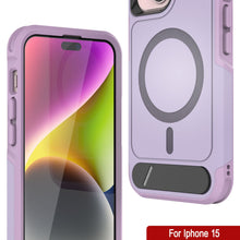 Load image into Gallery viewer, PunkCase iPhone 15 Case, [Spartan X Series] Rugged Heavy Duty Cover W/Kickstand+MagRing [lilac]
