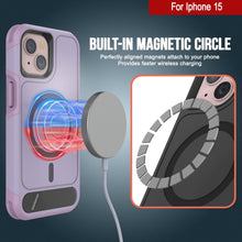 Load image into Gallery viewer, PunkCase iPhone 15 Case, [Spartan X Series] Rugged Heavy Duty Cover W/Kickstand+MagRing [lilac]
