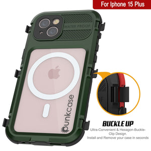 iPhone 16 Plus Metal Extreme 2.0 Series Aluminum Waterproof Case IP68 W/Buillt in Screen Protector [Dark-Green]