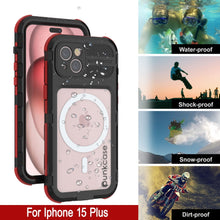 Load image into Gallery viewer, iPhone 16 Plus Metal Extreme 2.0 Series Aluminum Waterproof Case IP68 W/Buillt in Screen Protector [Black-Red]
