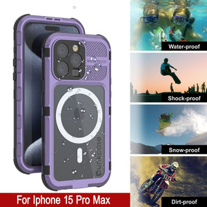 iPhone 16 Pro Max Metal Extreme 2.0 Series Aluminum Waterproof Case IP68 W/Buillt in Screen Protector [Purple]