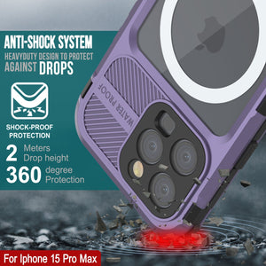 iPhone 16 Pro Max Metal Extreme 2.0 Series Aluminum Waterproof Case IP68 W/Buillt in Screen Protector [Purple]