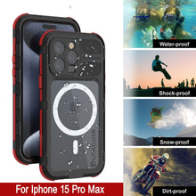 Load image into Gallery viewer, iPhone 16 Pro Max Metal Extreme 2.0 Series Aluminum Waterproof Case IP68 W/Buillt in Screen Protector [Black-Red]
