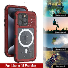 Load image into Gallery viewer, iPhone 16 Pro Max Metal Extreme 2.0 Series Aluminum Waterproof Case IP68 W/Buillt in Screen Protector [Red-Black]
