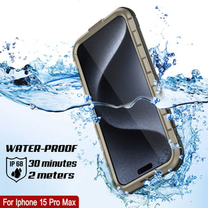 iPhone 16 Pro Max Metal Extreme 2.0 Series Aluminum Waterproof Case IP68 W/Buillt in Screen Protector [Gold]