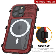 Load image into Gallery viewer, iPhone 16 Pro Max Metal Extreme 2.0 Series Aluminum Waterproof Case IP68 W/Buillt in Screen Protector [Red-Black]
