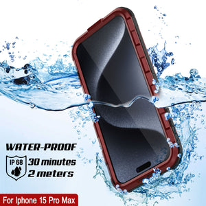 iPhone 16 Pro Max Metal Extreme 2.0 Series Aluminum Waterproof Case IP68 W/Buillt in Screen Protector [Red-Black]