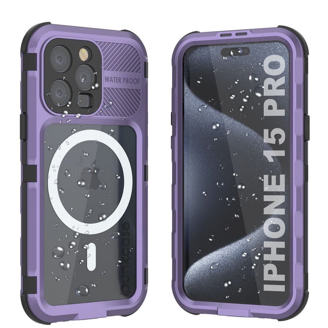 iPhone 16 Pro Metal Extreme 2.0 Series Aluminum Waterproof Case IP68 W/Buillt in Screen Protector [Purple]