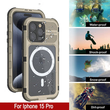 Load image into Gallery viewer, iPhone 16 Pro Metal Extreme 2.0 Series Aluminum Waterproof Case IP68 W/Buillt in Screen Protector [Gold]
